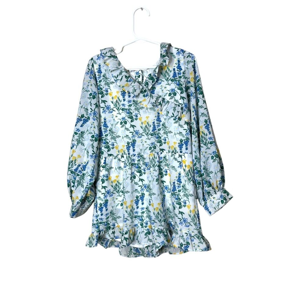 Janie and Jack Floral Print Ruffle‎ Romper Size 6